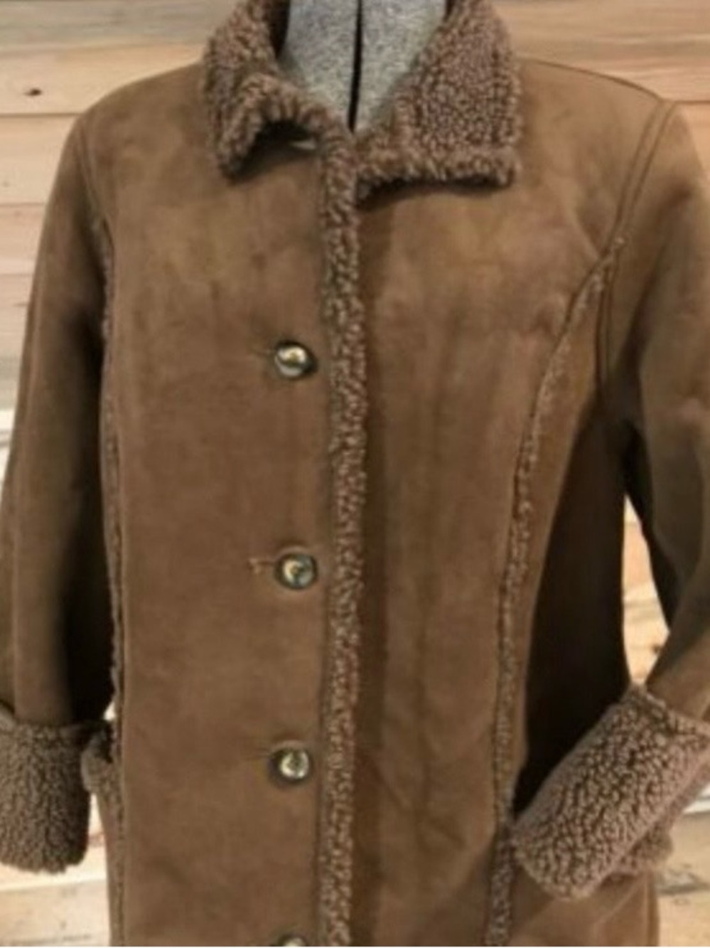 LL Bean Faux Suede Shearling Sherpa Coat